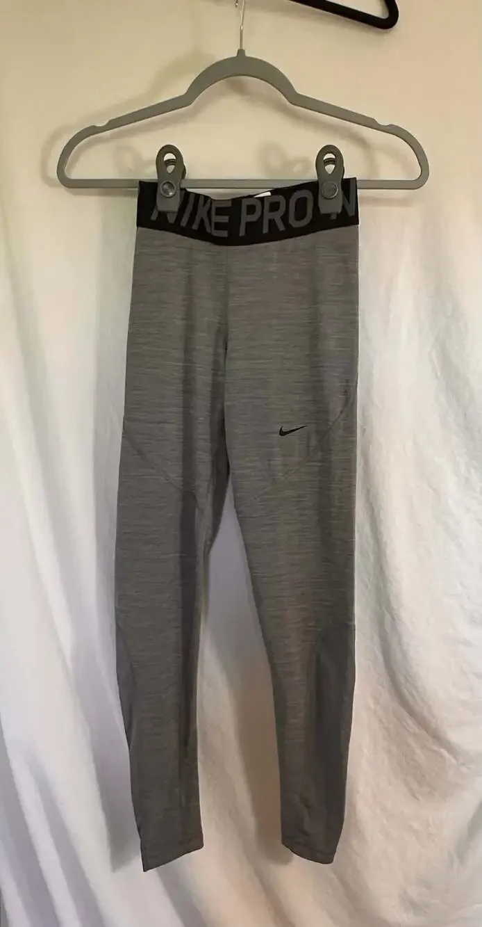 Nike Pro Dri-FIT Women's Training Leggings Gray Heather Black - Picture 1 of 3